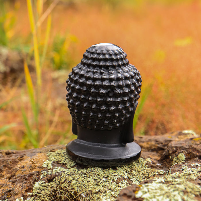 Black Obsidian Buddha Head Carving
